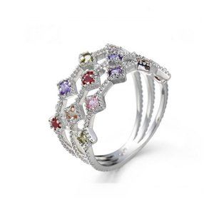 Multi Gemstone 925 Sterling Silver Ring